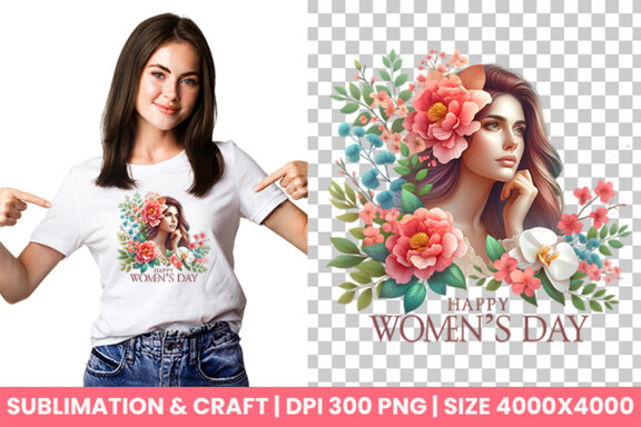 Women's Day flowers illustration Sublimation Clipart PNG