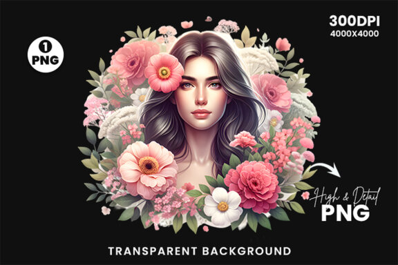 Women's Day flowers illustration Sublimation Clipart PNG