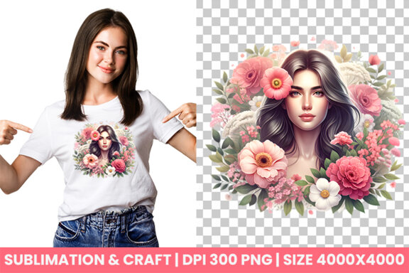 Women's Day flowers illustration Sublimation Clipart PNG