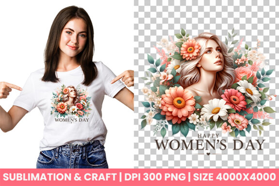 Women's Day flowers illustration Sublimation Clipart PNG