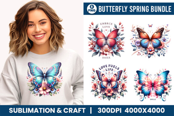 Butterfly Spring Sublimation Clipart PNG Collection