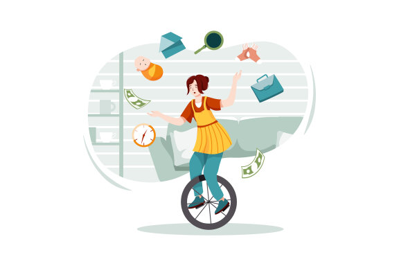 M210_Multitasking Woman Illustrations
