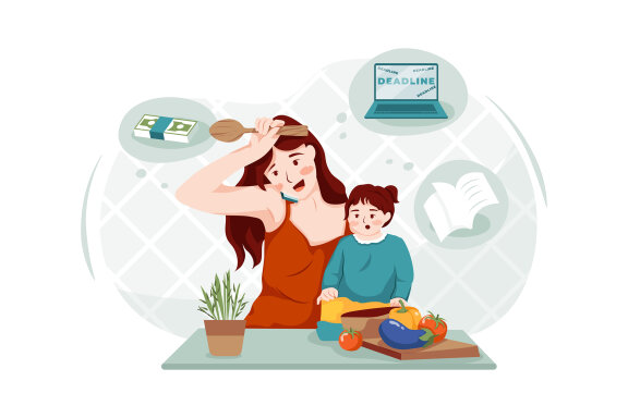 M210_Multitasking Woman Illustrations