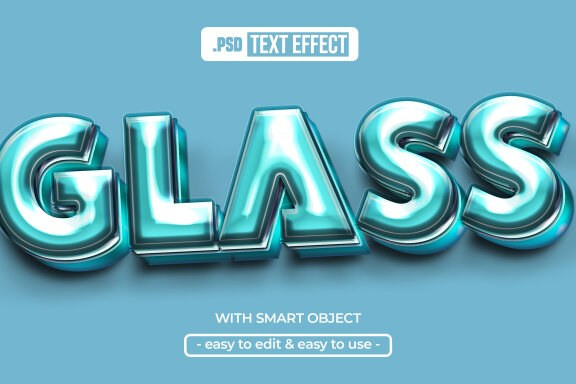 Glass editable 3D text effect
