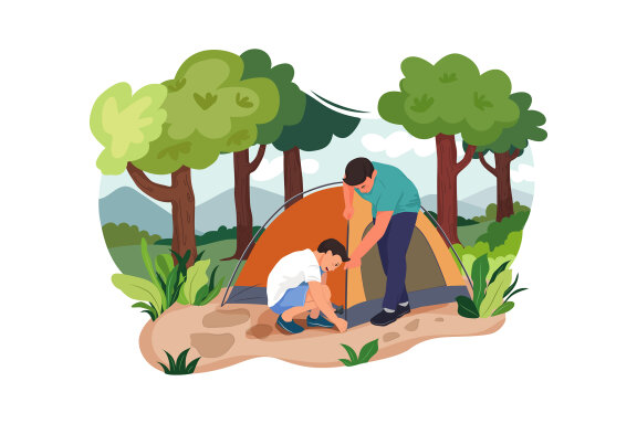 M165_Camping Vacations Illustrations