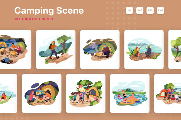 M165_Camping Vacations Illustrations