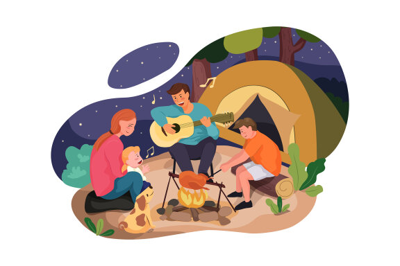 M165_Camping Vacations Illustrations