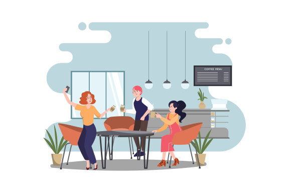M162_Coffee shop FREE Illustrations
