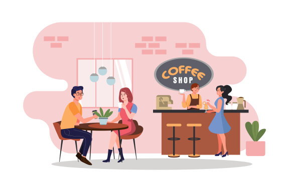 M162_Coffee shop FREE Illustrations