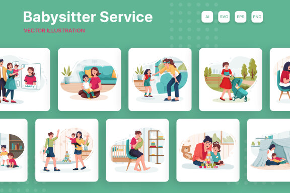 M147_Babysitter Service Illustrations
