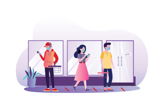 M105_People wearing mask Illustrations