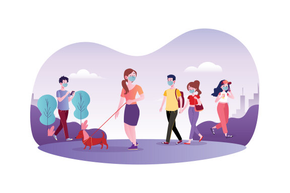 M105_People wearing mask Illustrations
