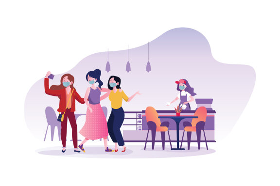 M105_People wearing mask Illustrations