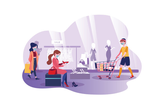 M105_People wearing mask Illustrations