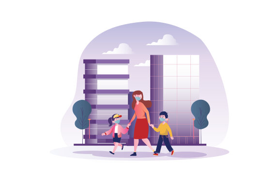 M105_People wearing mask Illustrations