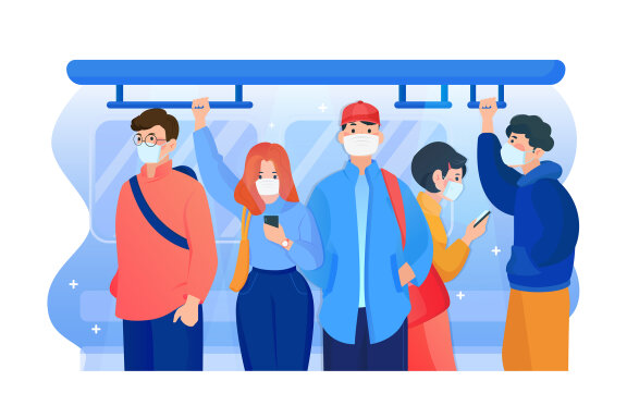 M99_People wearing mask Illustrations