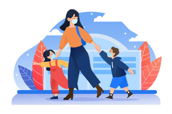 M99_People wearing mask Illustrations