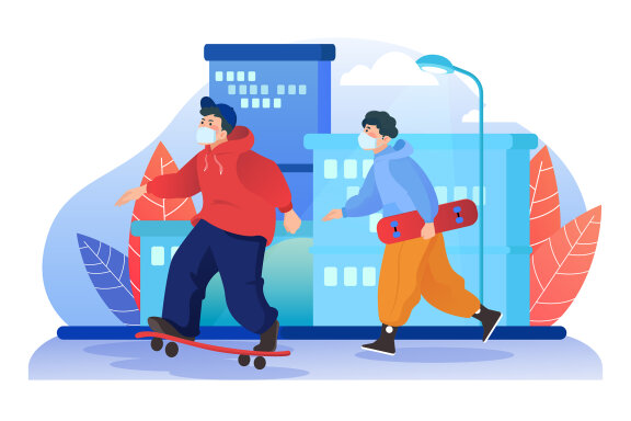 M99_People wearing mask Illustrations