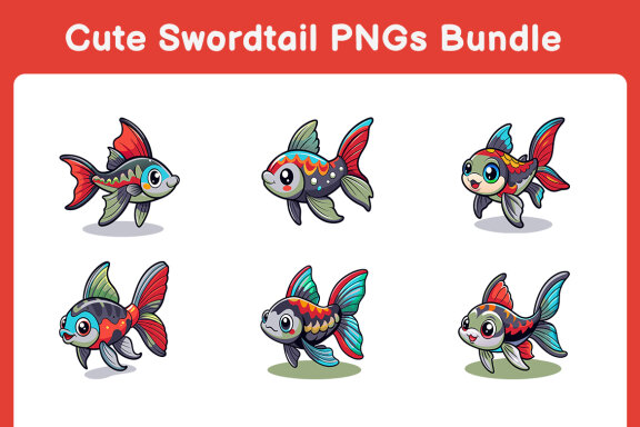 Cute Swordtail PNGs Bundle
