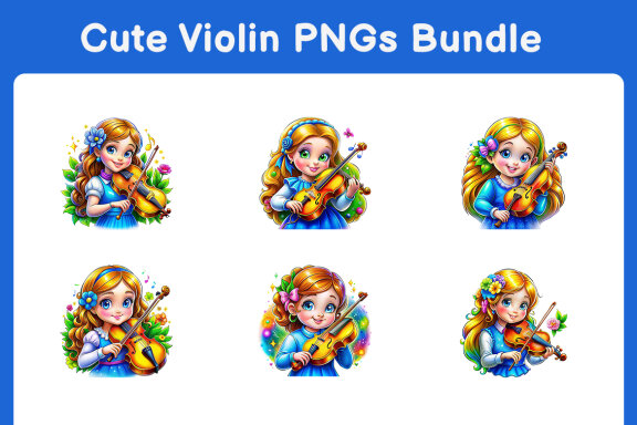 Cute violin PNGs Bundle