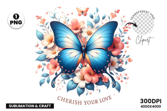 Butterfly Spring Sublimation Clipart PNG