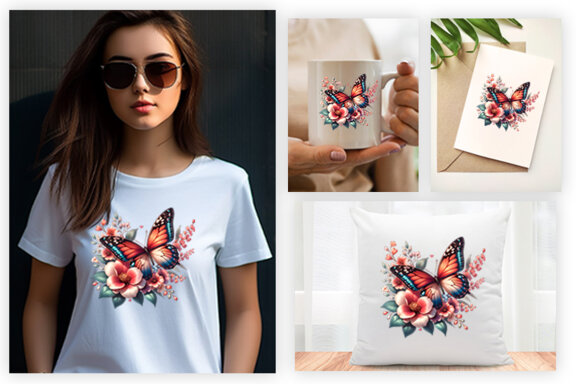 Butterfly Spring Sublimation Clipart PNG