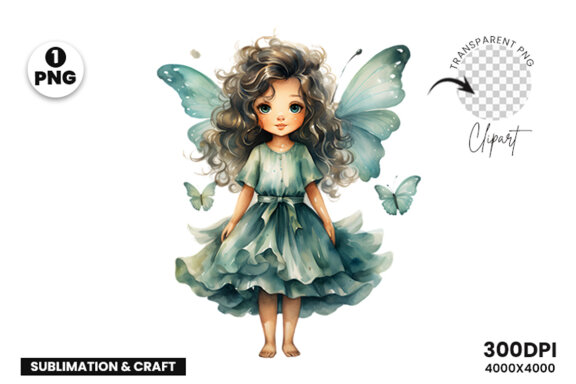 Watercolor Cute Butterfly Princess Sublimation Clipart PNG