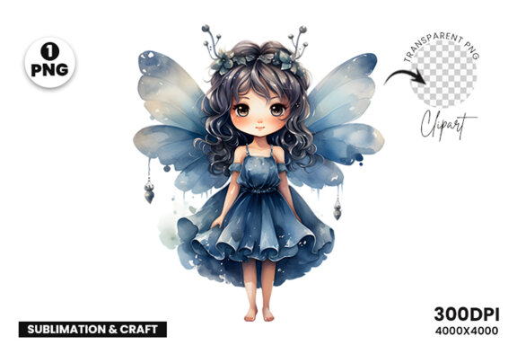 Watercolor Cute Butterfly Princess Sublimation Clipart PNG