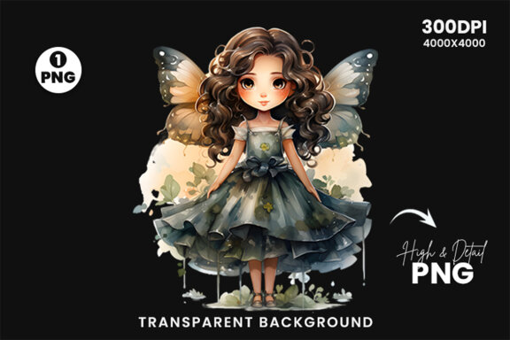 Watercolor Cute Butterfly Princess Sublimation Clipart PNG