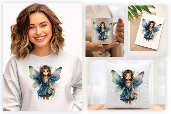 Watercolor Cute Butterfly Princess Sublimation Clipart PNG
