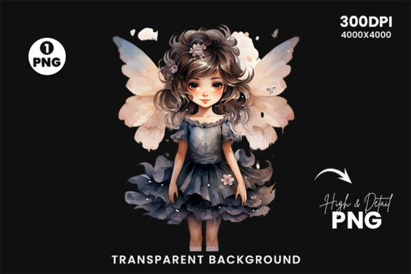 Watercolor Cute Butterfly Princess Sublimation Clipart PNG