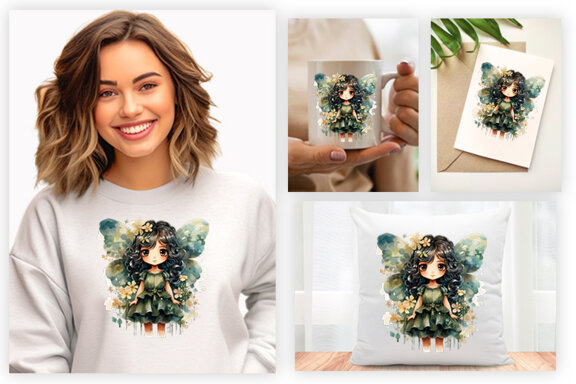 Watercolor Cute Butterfly Princess Sublimation Clipart PNG