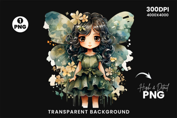 Watercolor Cute Butterfly Princess Sublimation Clipart PNG