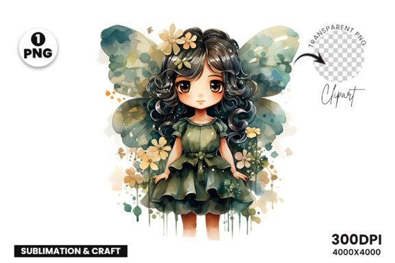 Watercolor Cute Butterfly Princess Sublimation Clipart PNG