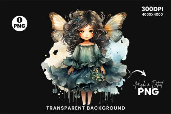 Watercolor Cute Butterfly Princess Sublimation Clipart PNG