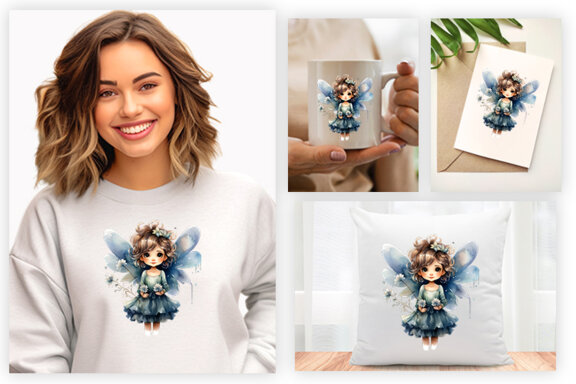 Watercolor Cute Butterfly Princess Sublimation Clipart PNG