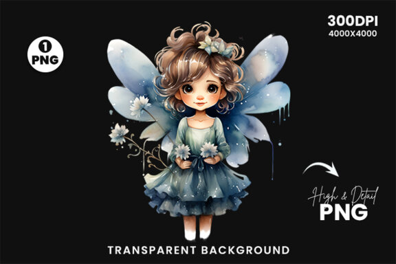 Watercolor Cute Butterfly Princess Sublimation Clipart PNG