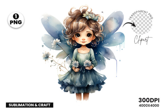Watercolor Cute Butterfly Princess Sublimation Clipart PNG