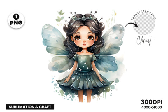 Watercolor Cute Butterfly Princess Sublimation Clipart PNG