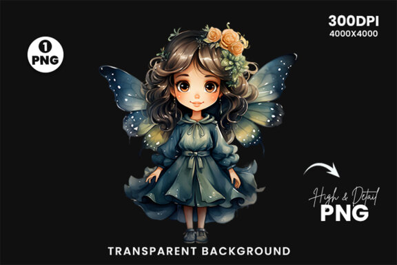 Watercolor Cute Butterfly Princess Sublimation Clipart PNG