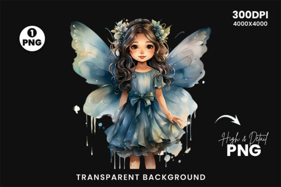 Watercolor Cute Butterfly Princess Sublimation Clipart PNG