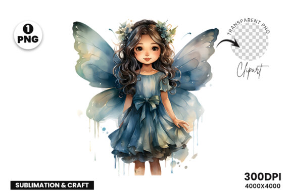 Watercolor Cute Butterfly Princess Sublimation Clipart PNG