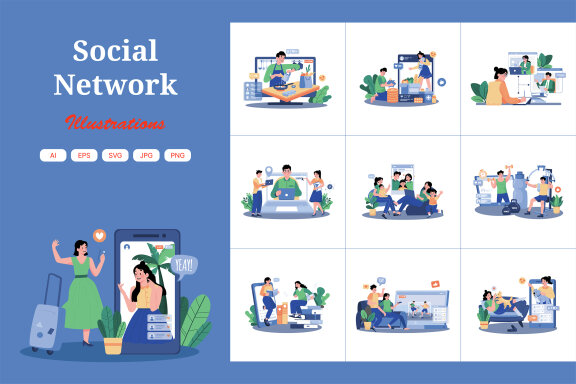 M736_ Social Network Illustration Pack