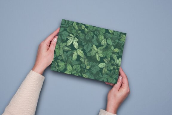 leaf pattern on dark green background