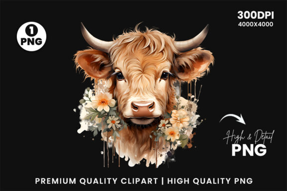 Cute Baby Highland Cow FREE Clipart PNG