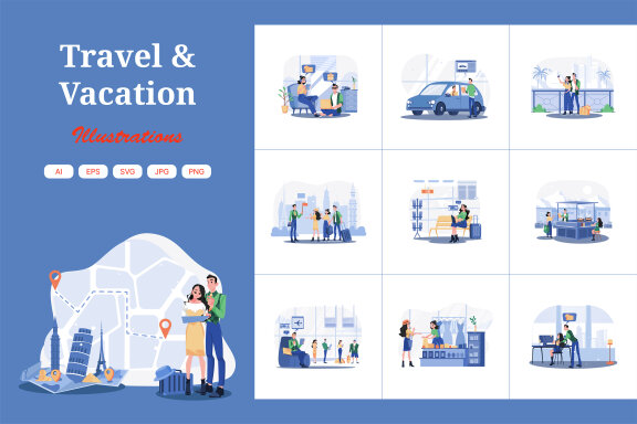 M719_Travel & Vacation Illustration Pack