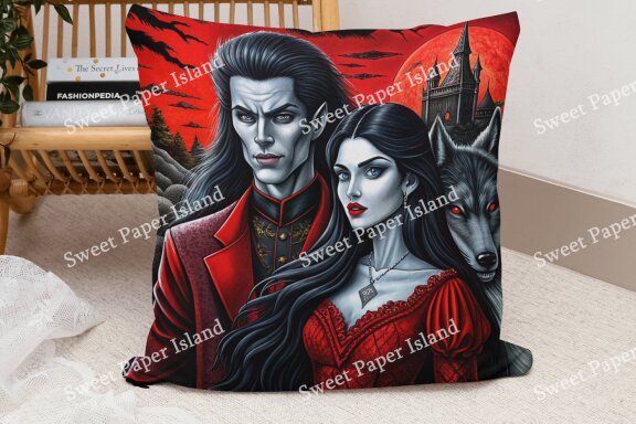Pack Of 8 Digital Papers - Romance Between Vampires And Wolves In Watercolor