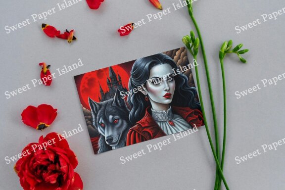 Pack Of 8 Digital Papers - Romance Between Vampires And Wolves In Watercolor