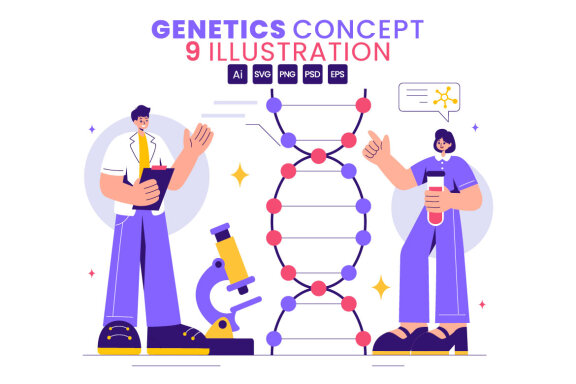 9 Genetic Science Concept Illustration