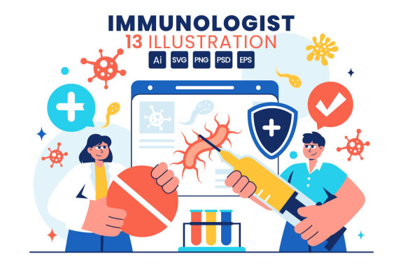 13 Immunologist Vector Illustration